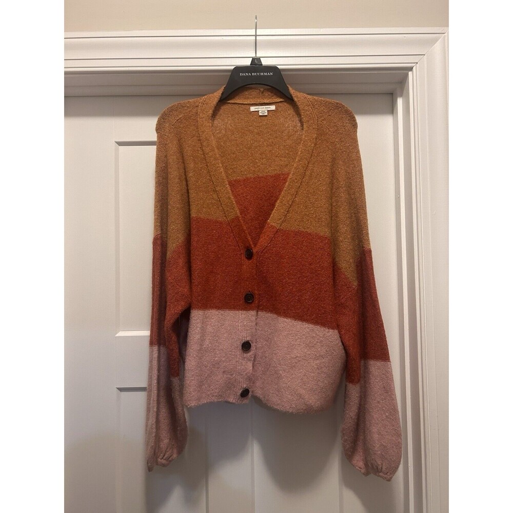 American Eagle Outfitters Oversized Cropped Fall Striped Cardigan Size Medium
